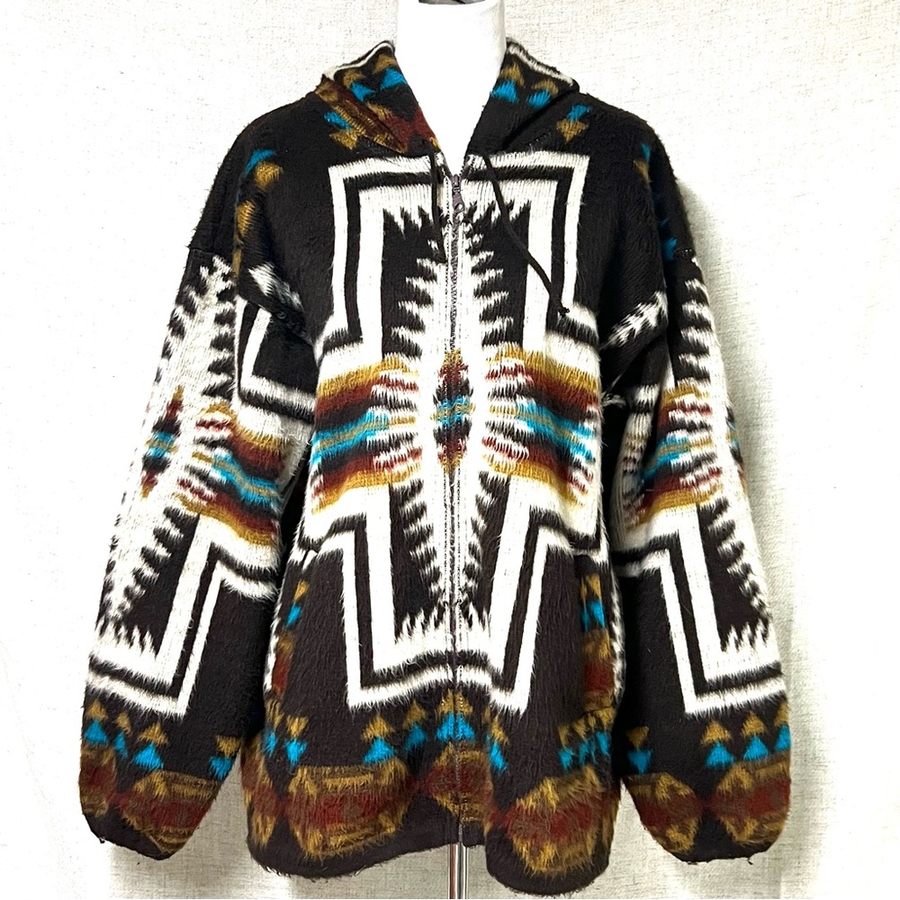 Vintage Tribal Pattern Hooded Jacket